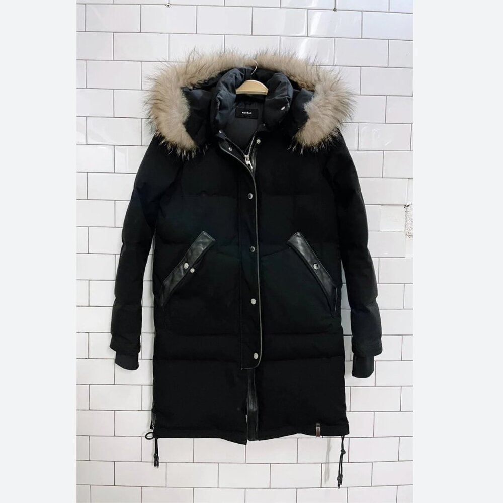 Rudsak Down Winter Coat Black Size Small Fox Fur